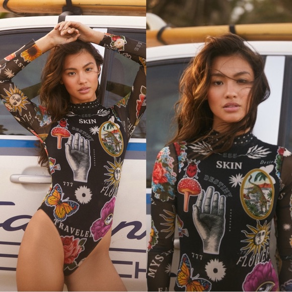 Agua Bendita Other - Agua Bendita RARE Embellished Mei One Piece Mesh Swimsuit